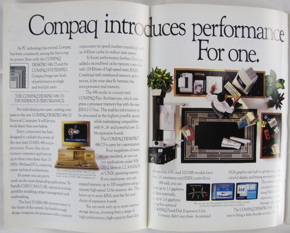 Vintage 1990 COMPAQ DESKPRO 486/25 Computer Brochure