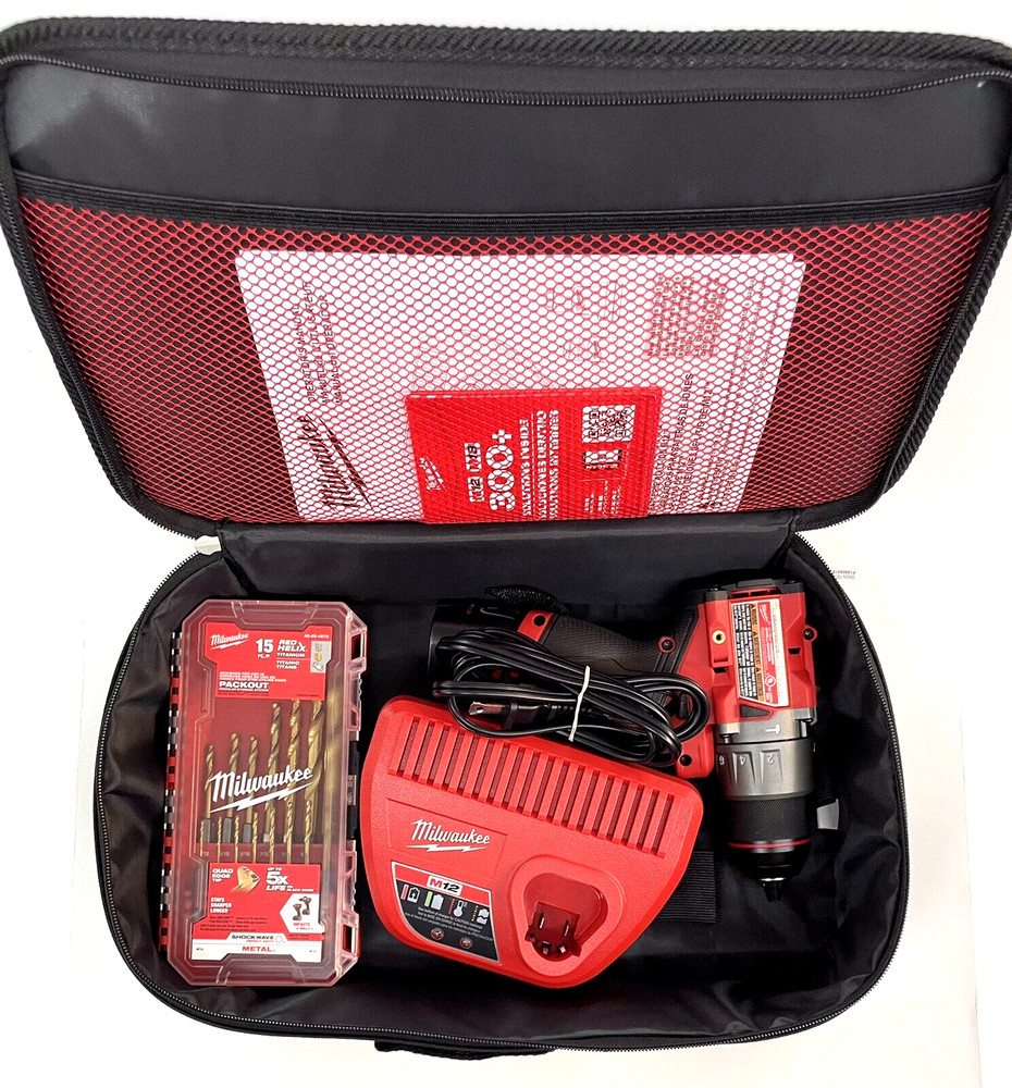 Milwaukee 3404-22 M12 FUEL 1/2" Hammer Drill/Driver Kit bundle