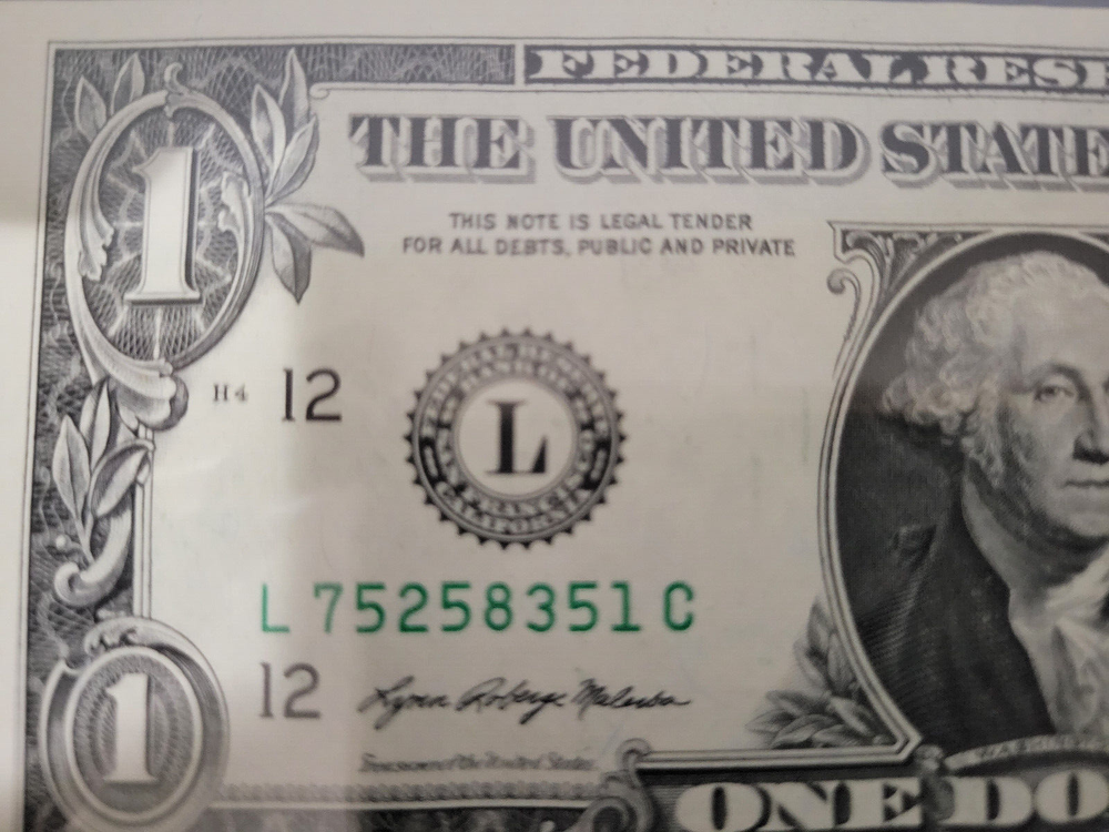 One Dollar Bill Ink Error, (BLEED THROUGH) 2021