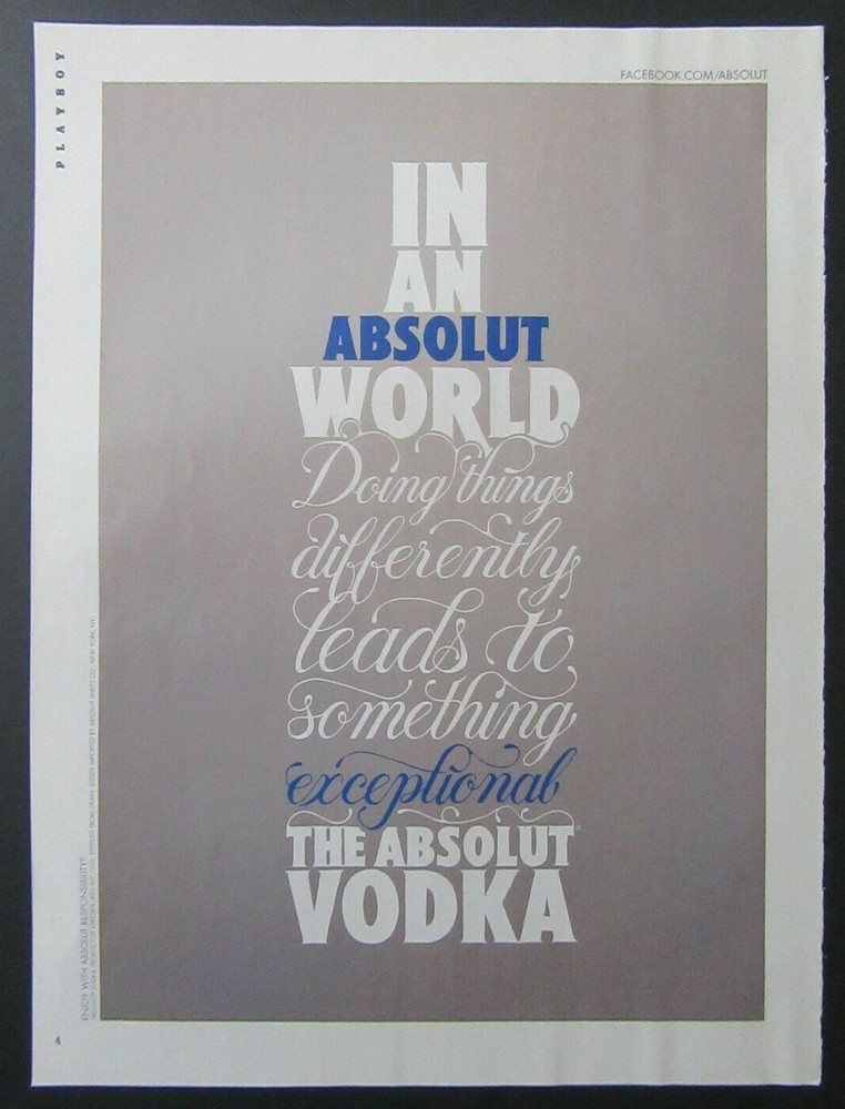 2009 ABSOLUT VODKA Ad - In An Absolut World ...