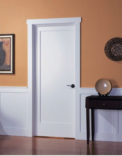 1 Panel Primed Flat Mission Shaker Stile & Rail Solid Core Doors 8'0 Ht. Prehung