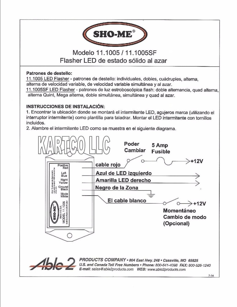 SHO-ME LED FLASHER - 7 STROBE STYLE PATTERNS-MADE IN USA