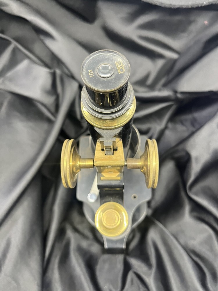 ANTIQUE BRASS BAUSCH & LOMB MICROSCOPE IN BOX