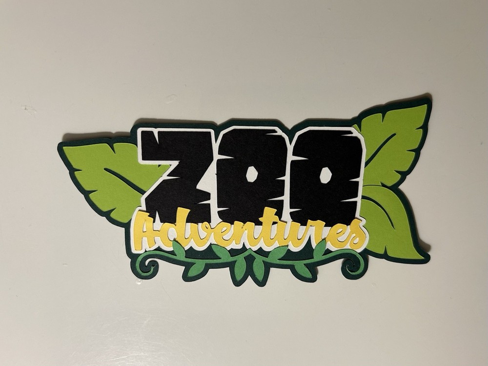 Zoo Adventures Scrapbook Title Die Cut Paper Pieced Handmade