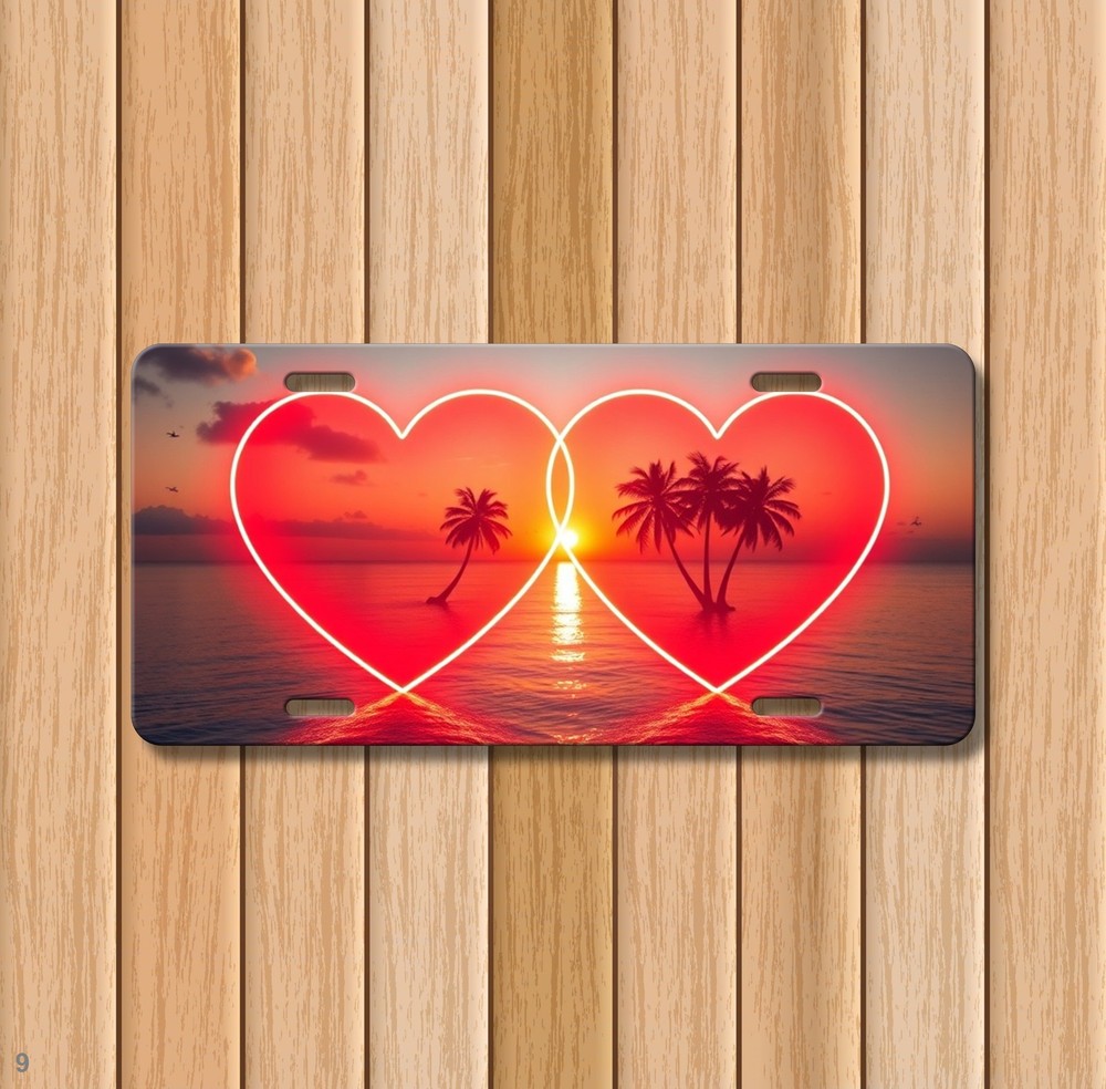Custom Twin Hearts Graphic Personalized Name License Plate Personalized Front Pl
