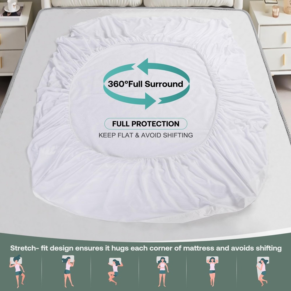 Full Size Mattress Protector 54x75 in【Fits for 6-18" Deep】 5-Sided