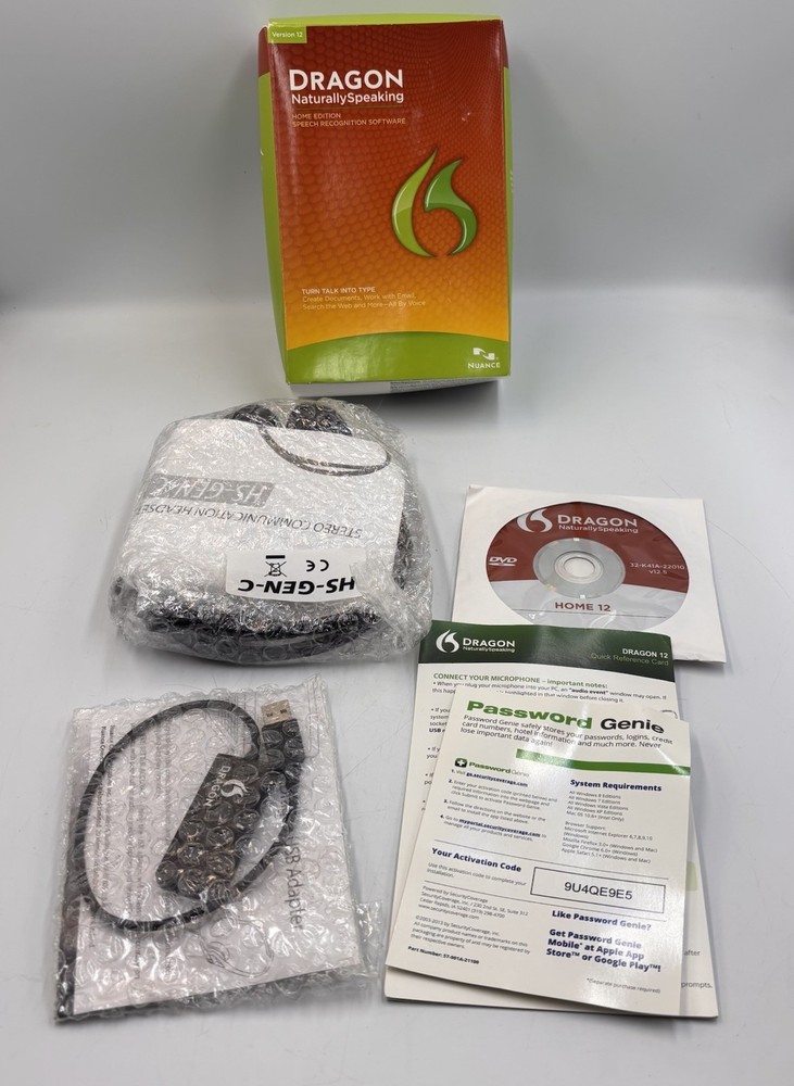 Dragon Naturally Speaking Home Edition version 12 Complete- New Open Box