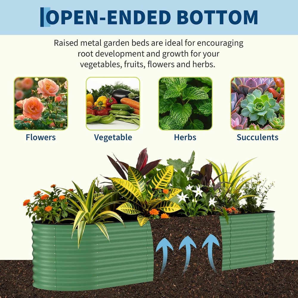 Planter Box Raised Garden Bed 2PCS 8x4x2ft Galvanized Rust-Resistant Metal Beds