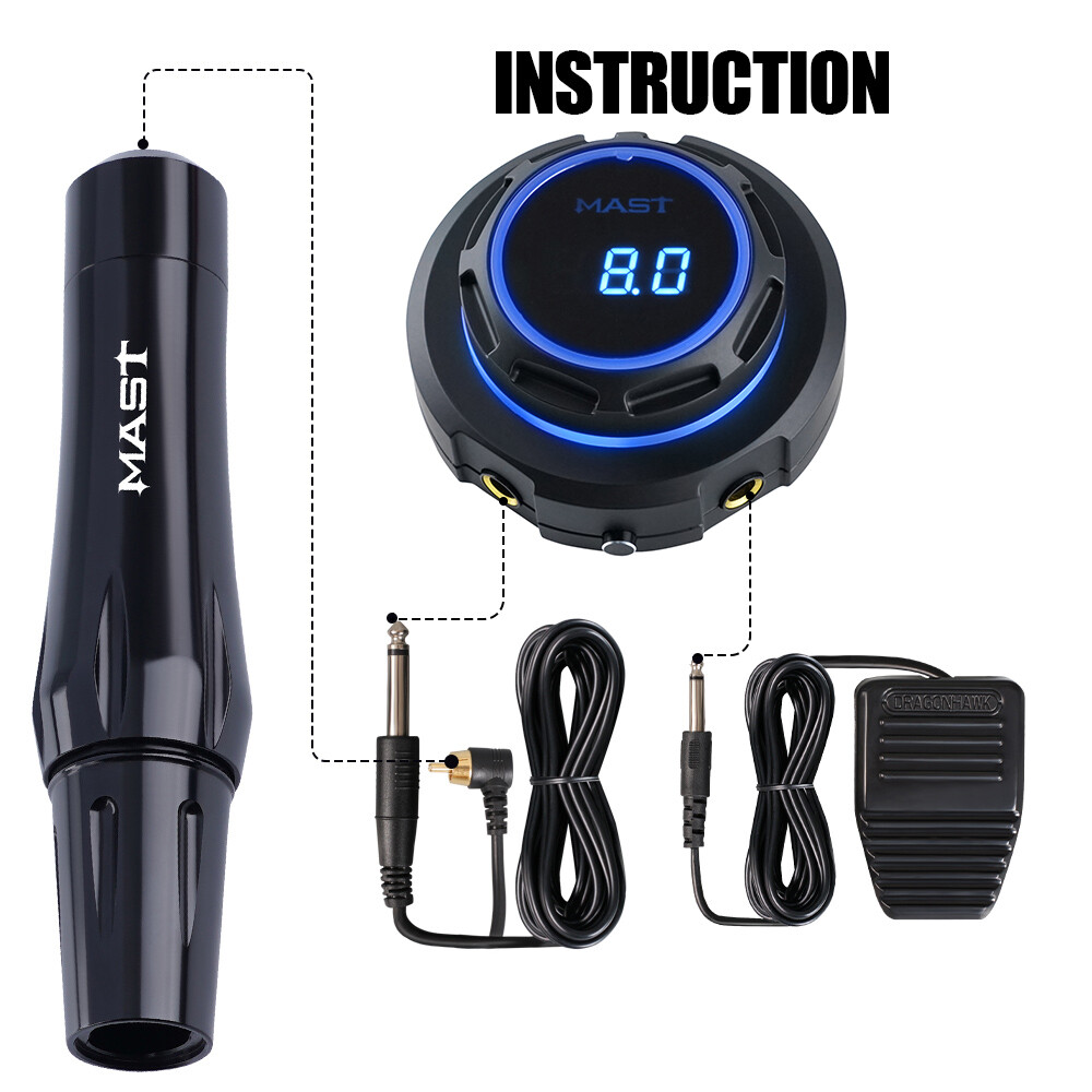 Mast RCA Pmu Permanent Makeup Tattoo Machine Pen OLED Power Supply Needles Kit