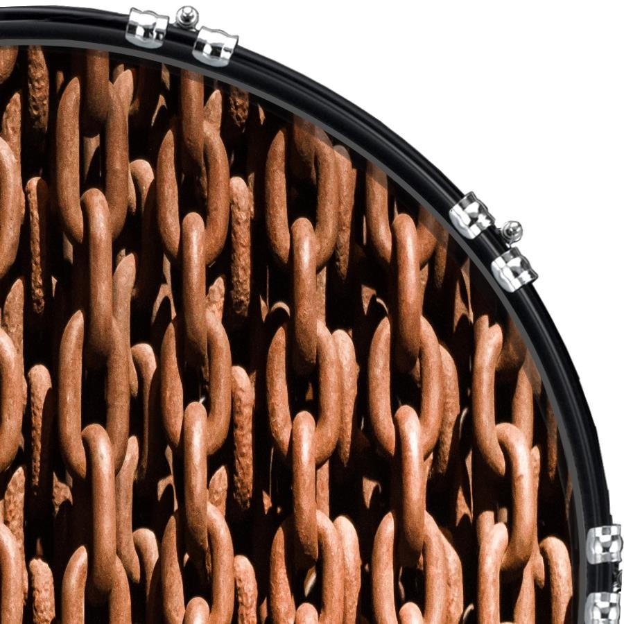 Custom 22" Kick Bass Drum Head Graphical Image Front Skin Chains 1