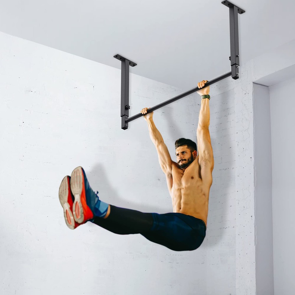48" Heavy Duty Ceiling Pull Up Bar - Adjustable Height, Comfortable Grip, Eas...