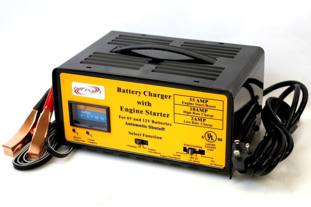 55 Amp Engine Starter Boost 10 Amp 12 Volt Auto Battery Charger w/Automatic Stop