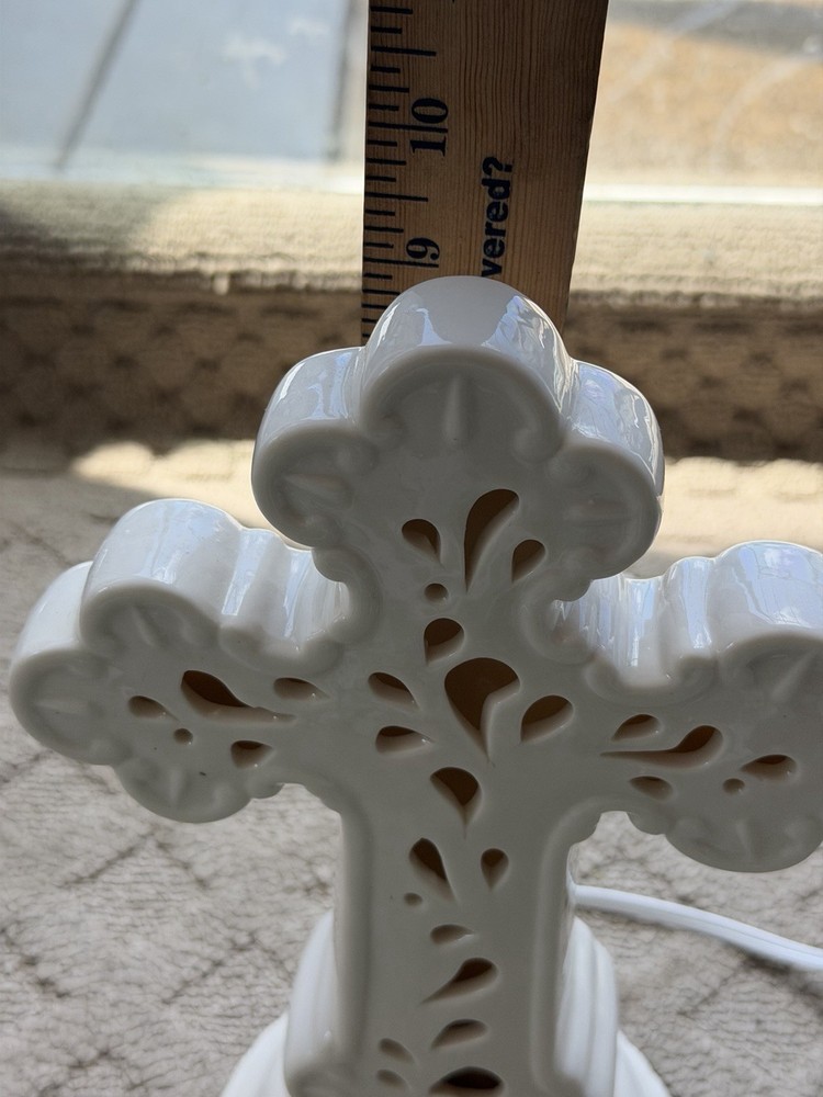 Ceramic Cross /Tabletop Cross /Sympathy Gift/Keepsake/Night Light