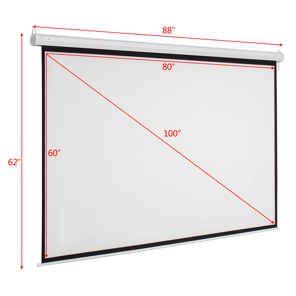 100in 4:3 80" x 60" Viewing Area Motorized Projector Screen with Remote Control