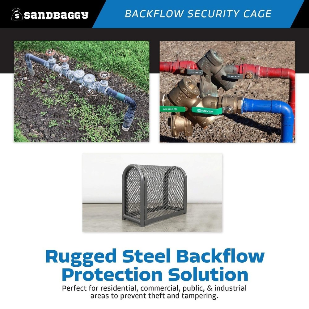 Backflow Security Cage – Backflow Preventer Enclosure (Gray, Medium) - Sandbaggy