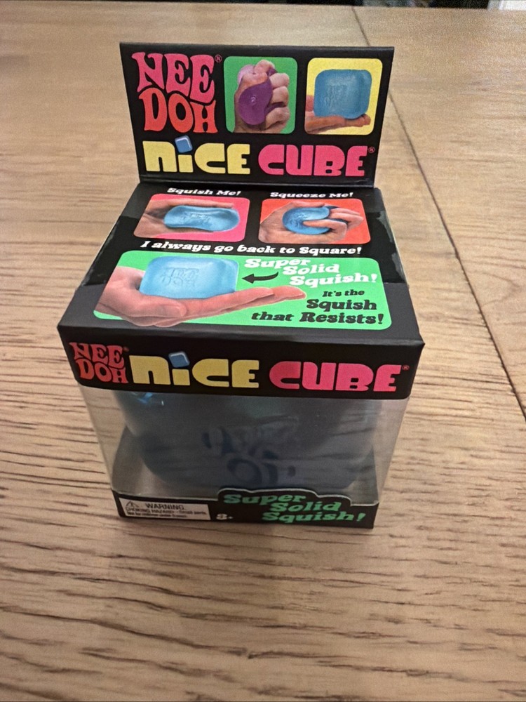 Nee Doh Nice Cubes Ice Cube Toy Fidget Super Solid Squish Blue