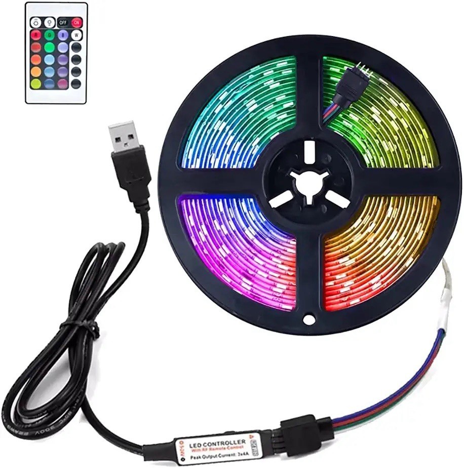5050 RGB Multicolor LED Light Strip USB App & Remote Control, Music Sync 80 ft