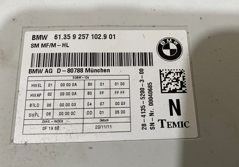 2010-2015 BMW 750LI - Front SEAT Control Module 9257102