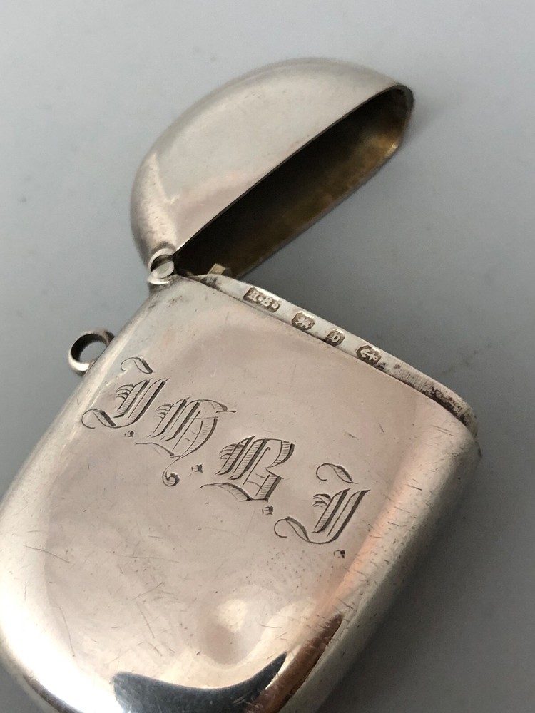 Victorian Solid SIlver Vesta Case RBS Birmingham 1895 BEZX
