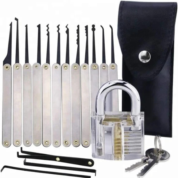 15 PCS Stainless Steel Practice Tools with Transparent Lock Training Model