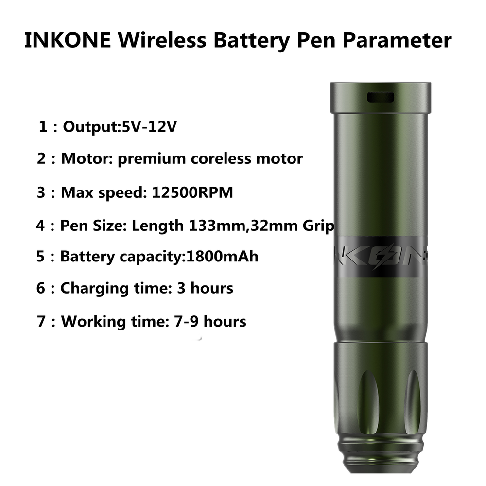 Wireless Tattoo Machine Pen Battery Pack Coreless Motor Touch Screen LED RCA