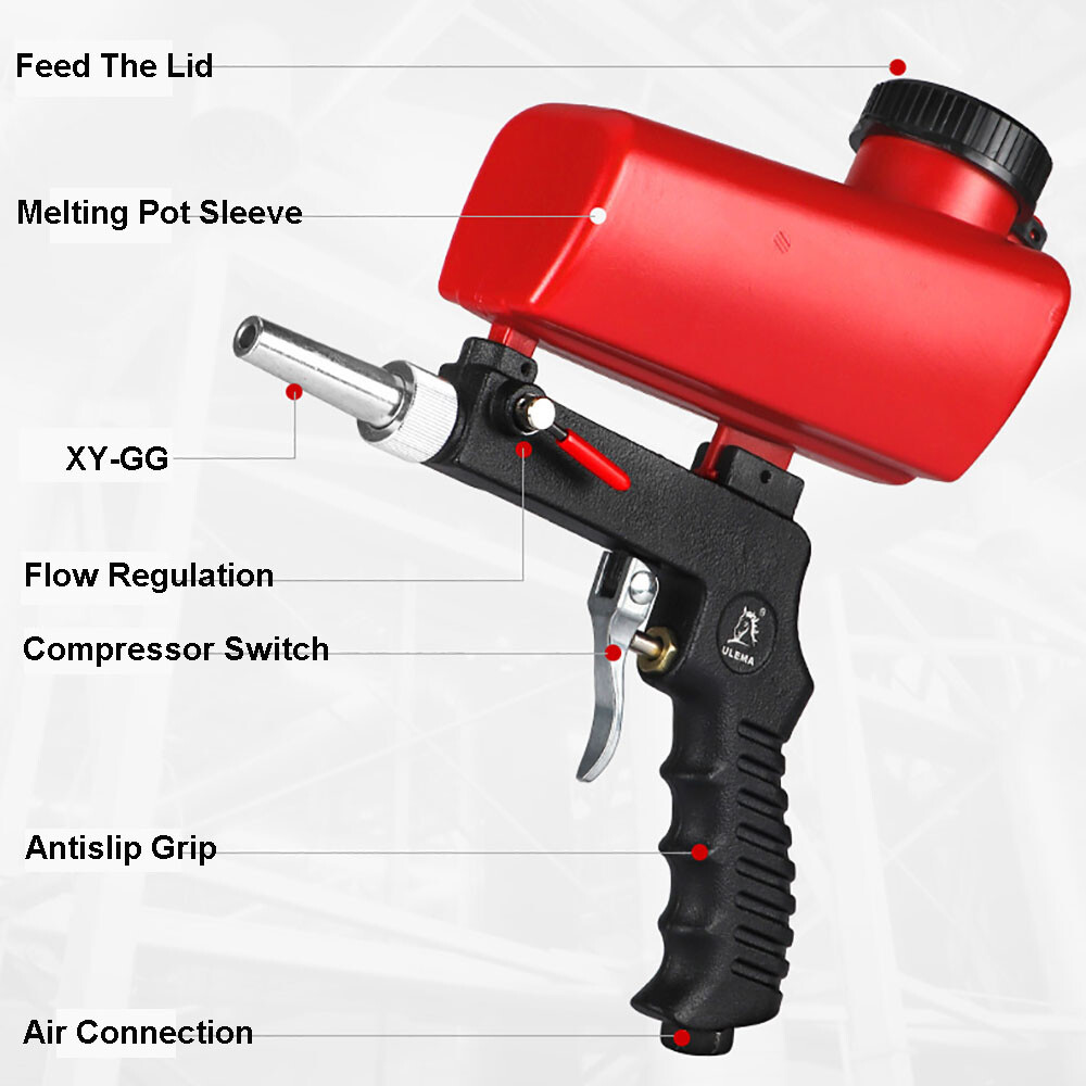 Sandblaster Portable Sand Blasting Nozzle Gun Gravity Feed Sandblast Gun 90PSI