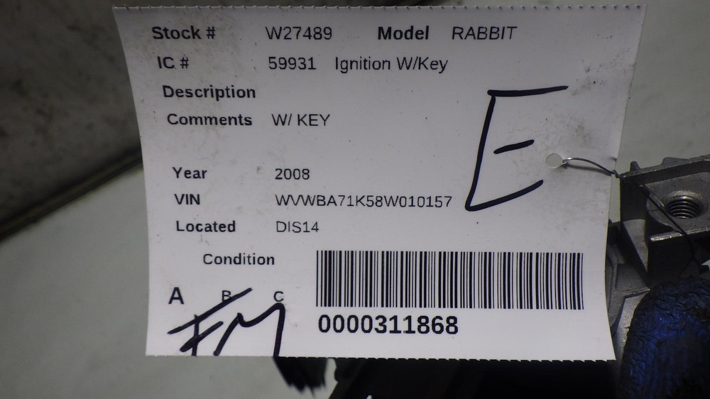 08 VOLKSWAGEN RABBIT Ignition W/Key