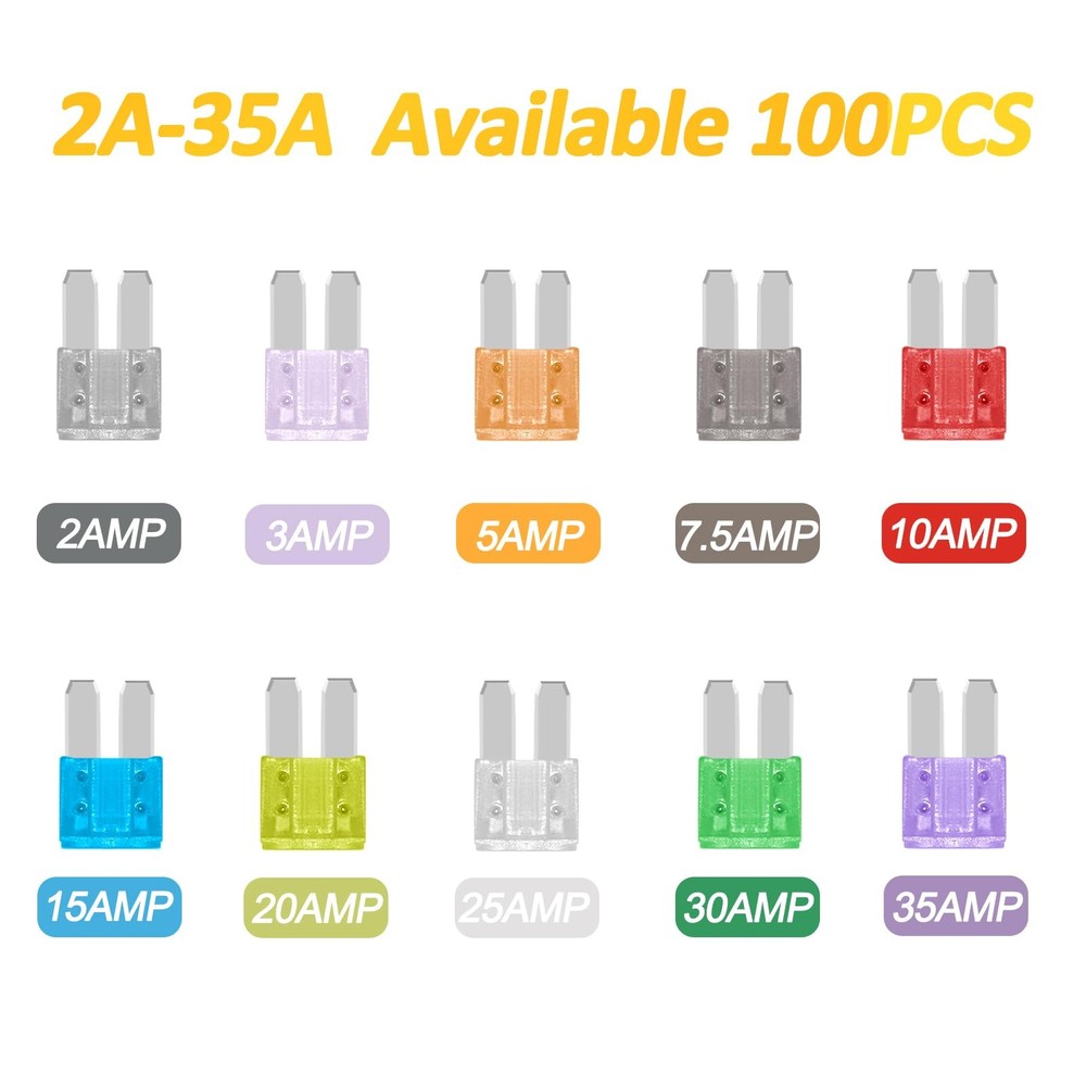 100PCS Micro 2 Blade Fuse ATR/APT Micro2 Kit 100 PCS