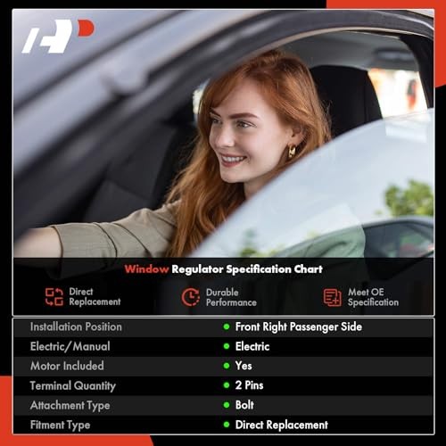 Power Electric Window Regulator with Motor Front Passenger Side (RH)