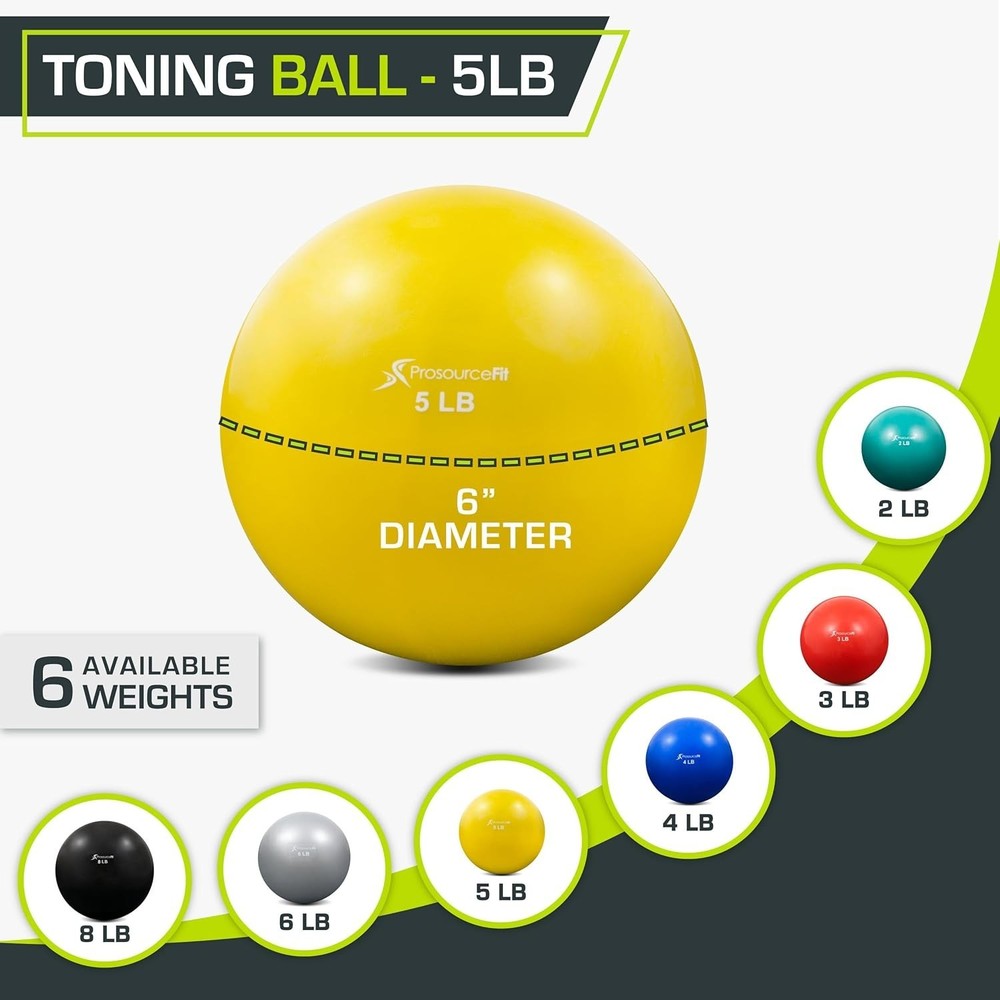 ProsourceFit Weighted Toning Exercise Balls for Yellow 5lb, 5lb