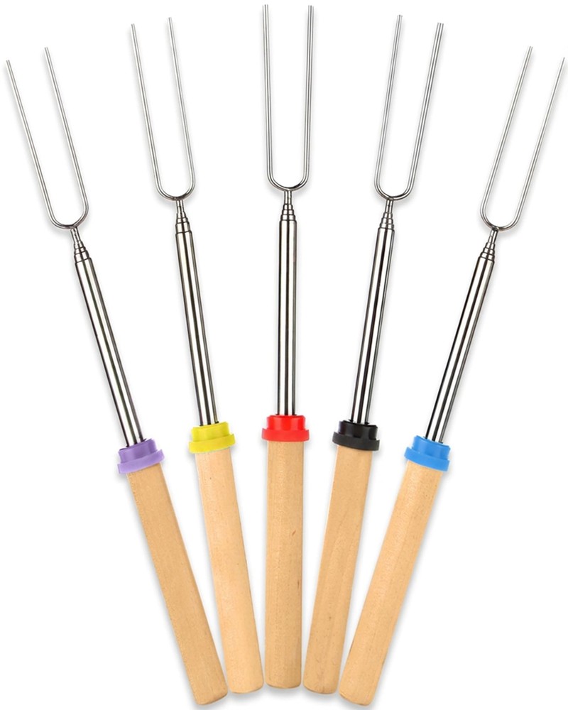 BEARCLAW Smores Sticks for Fire Pit - Accessories Campfire 5 pack, Silver