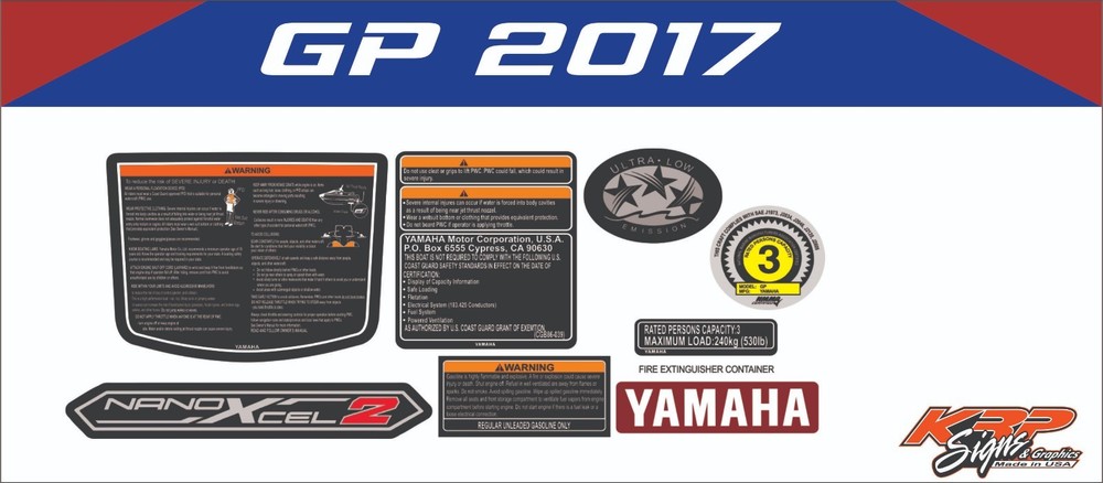 YAMAHA WAVERUNNER GP  2017 Graphics / Decal / Sticker Kit WARNING DECALS