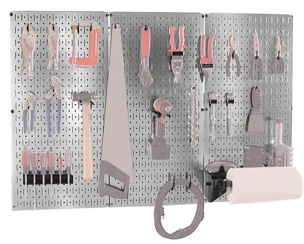 Wall Control 30BAS300GVB 4-Feet Metal Pegboard Basic Tool Organizer Kit with