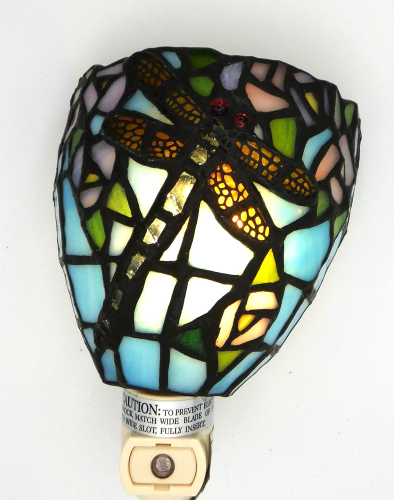 Tiffany Style Stained Glass Dragonfly Night Light
