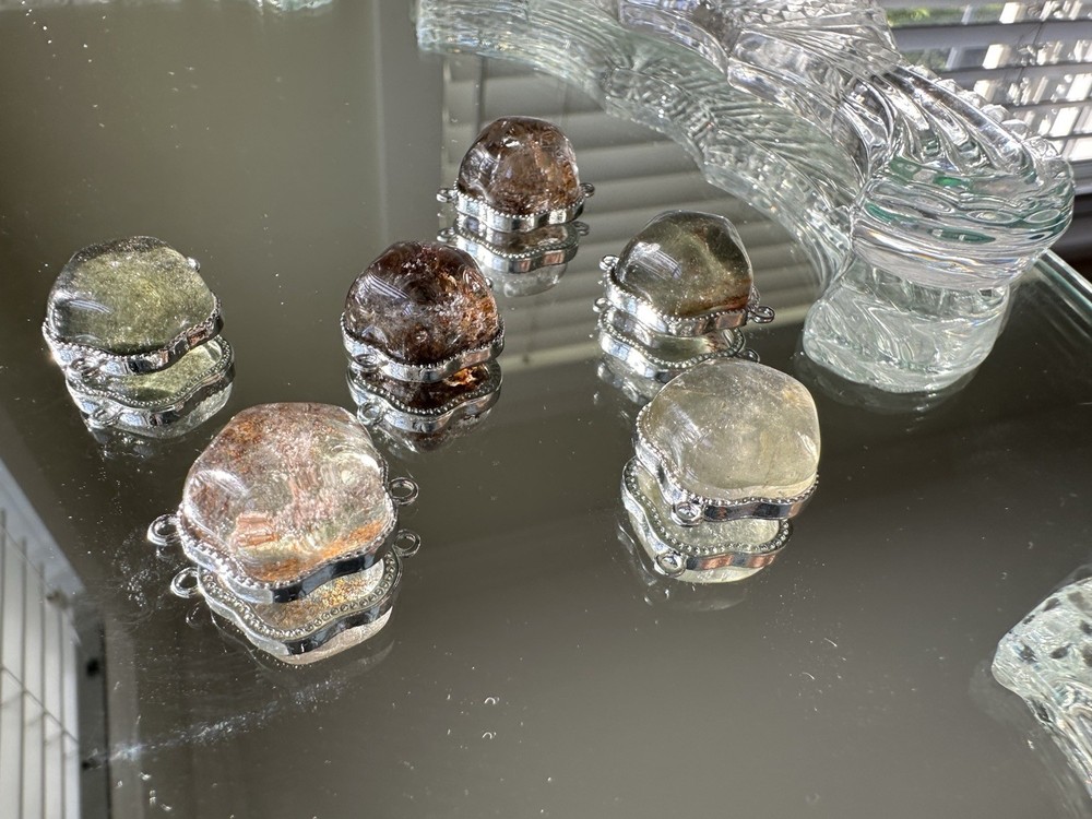 5x Natural Phantom Quartz Charms
