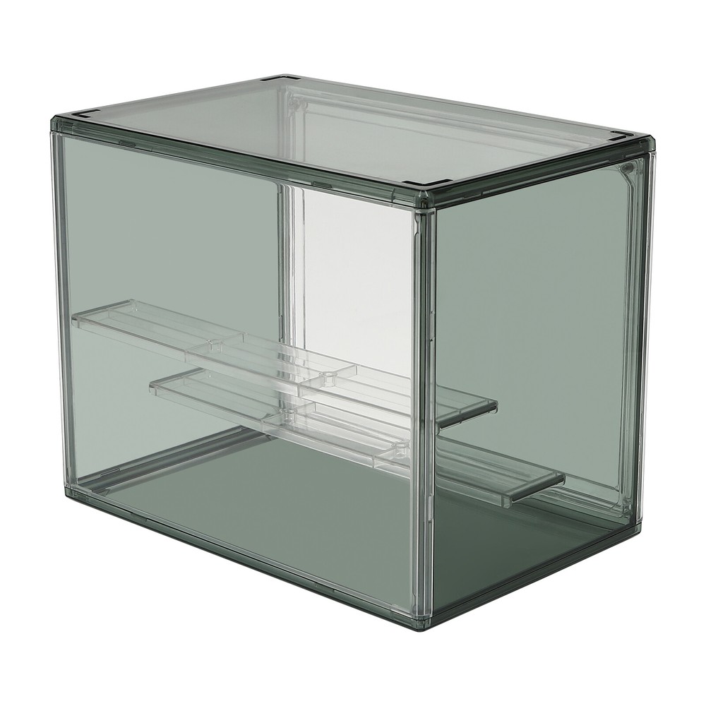 2 Tier PET Display Case Shelf Cupcake Collections Storage Container Box Green