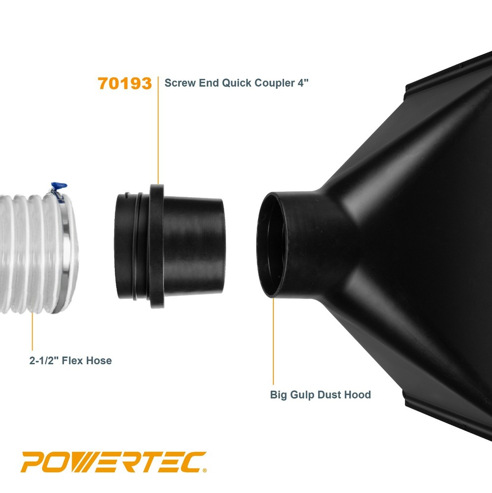 POWERTEC Screw End Quick Coupler for 4" Hose, Left-Hand Threaded Adapter (70193)