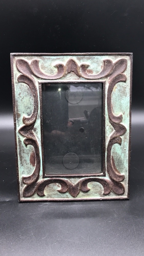 Metal Rustic Tarnished -Look Scroll Picture Frame 3.5” x 5.5” Opening