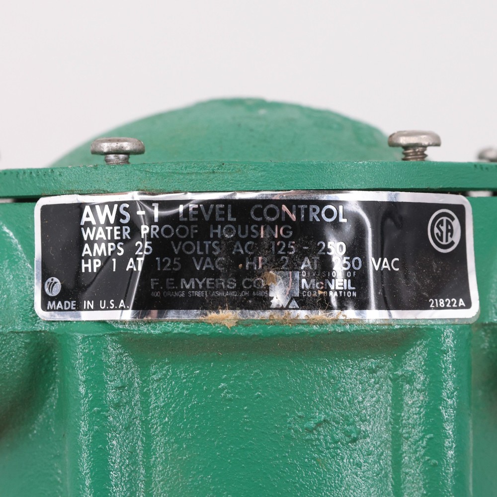 Myers AWS-1 Water Pump Level Control Switch Float Well Tank 1/2HP 2HP