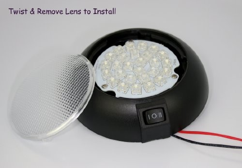 LED Dome Light - 4.5" High Power White & Red LED Downlight - 12 Volt - Fixed