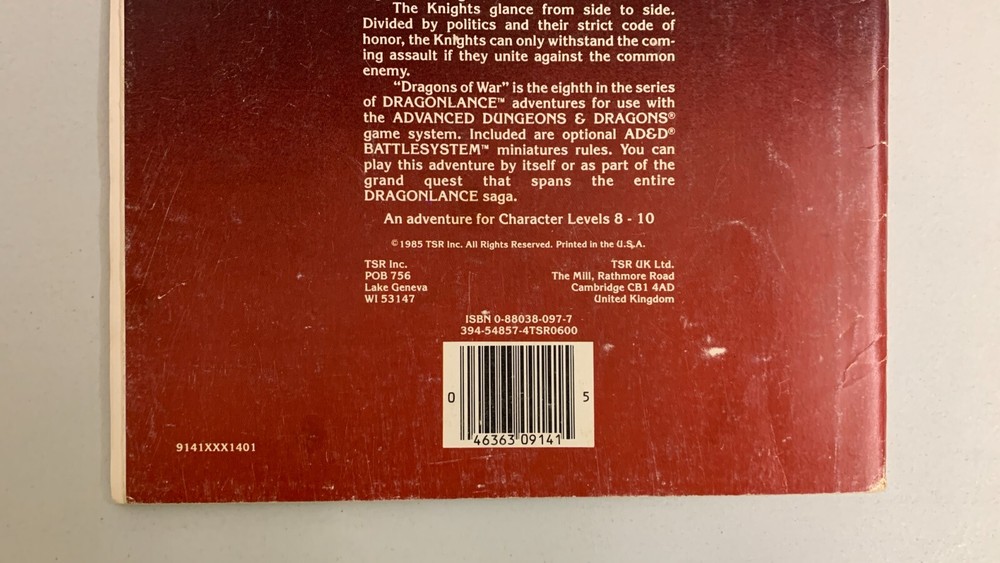 Advanced Dungeons & Dragons Dragons of War Paperback