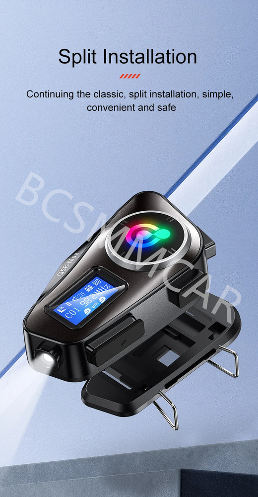 Motorcycle LCD Display Intercom Helmet Bluetooth Headset Music Share Earphone