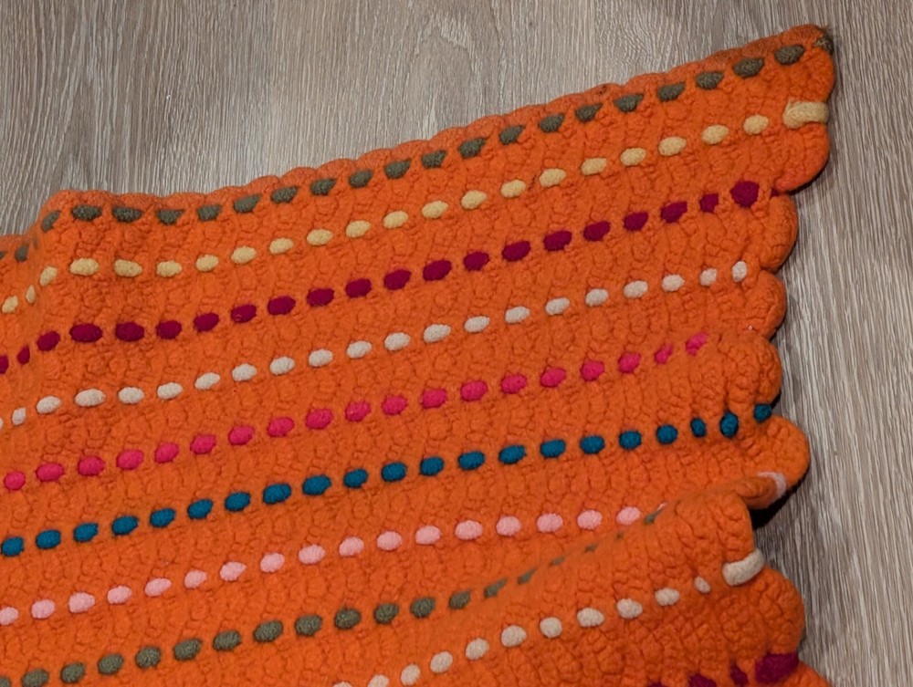 Orange Stripes Crocheted Throw Blanket 48" x 36"