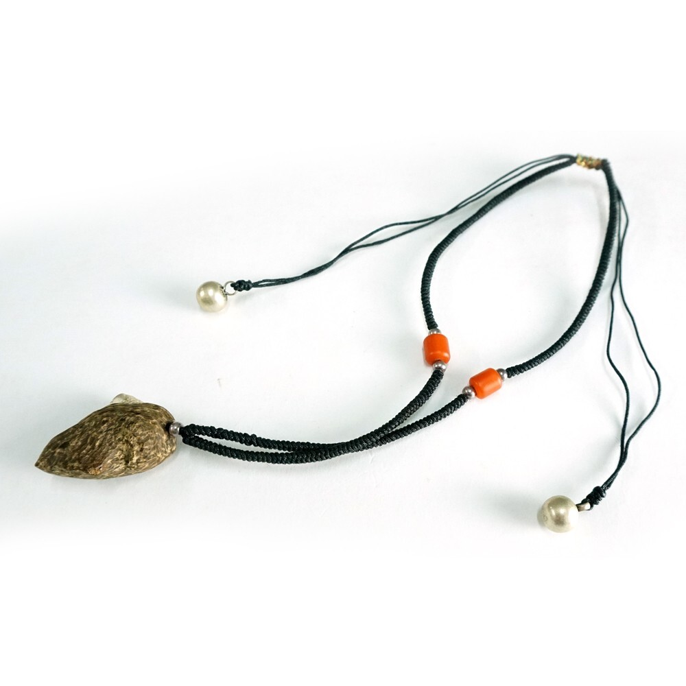Premium Handmade Adjustable Agarwood with Silver & Red Agate Pendant