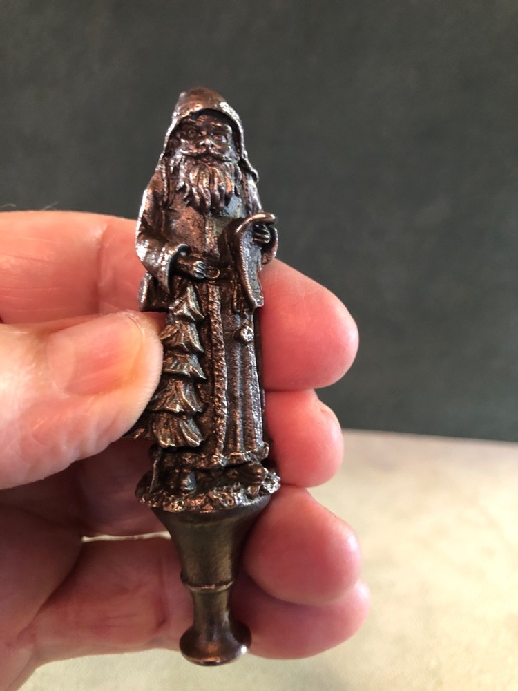 Father Christmas With Basket Pipe Tamper, Solid Fine Pewter