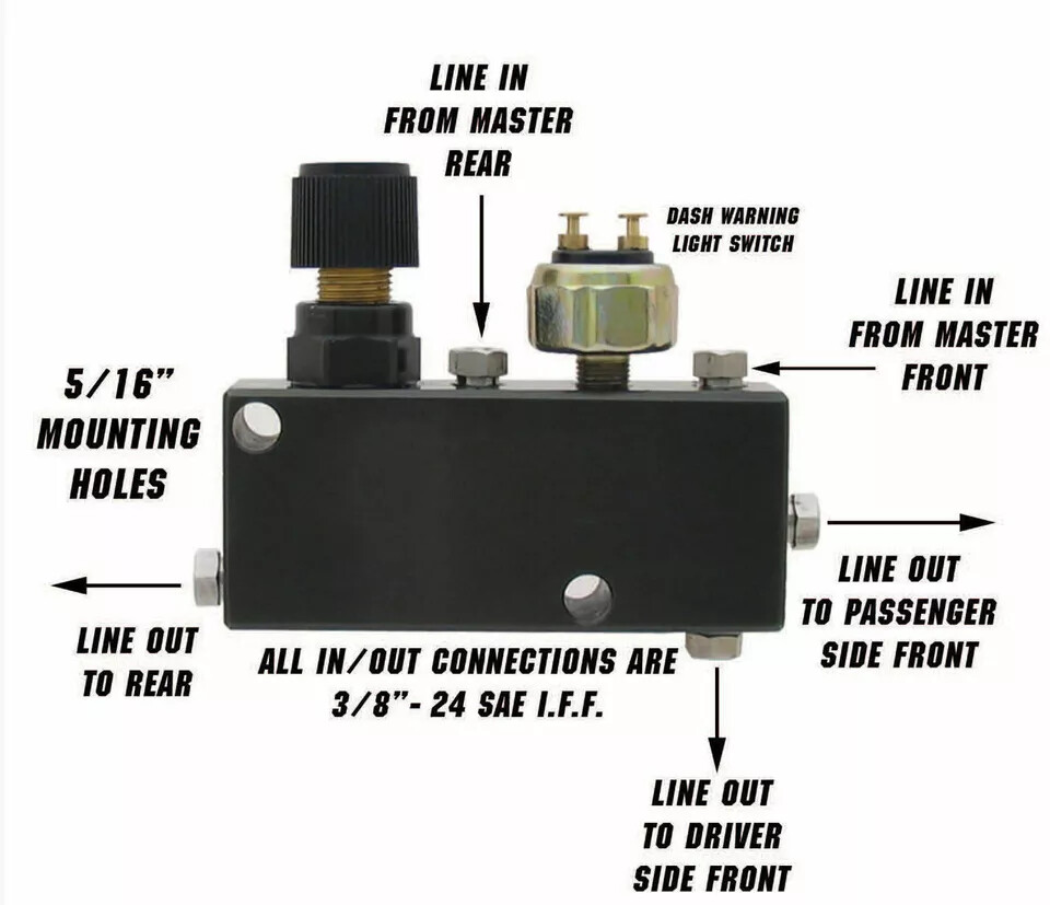PVC-B Adjustable Proportioning Valve Replacement for Chevrolet-impala 1958-1966