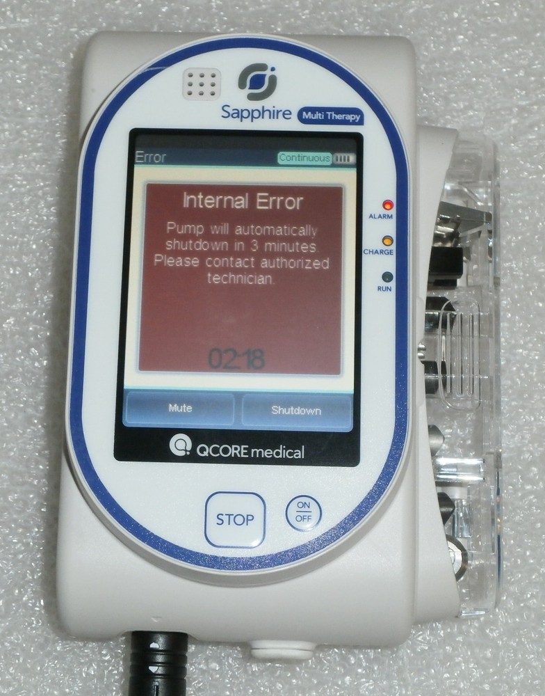 Eitan QCore Sapphire Infusion Pump - Internal Error, Yellow marking