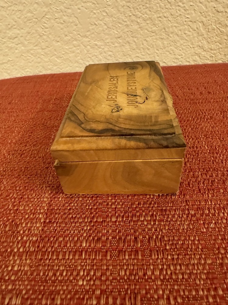 Vintage Jerusalem Journey Stone Storage Box Authentic Certificate