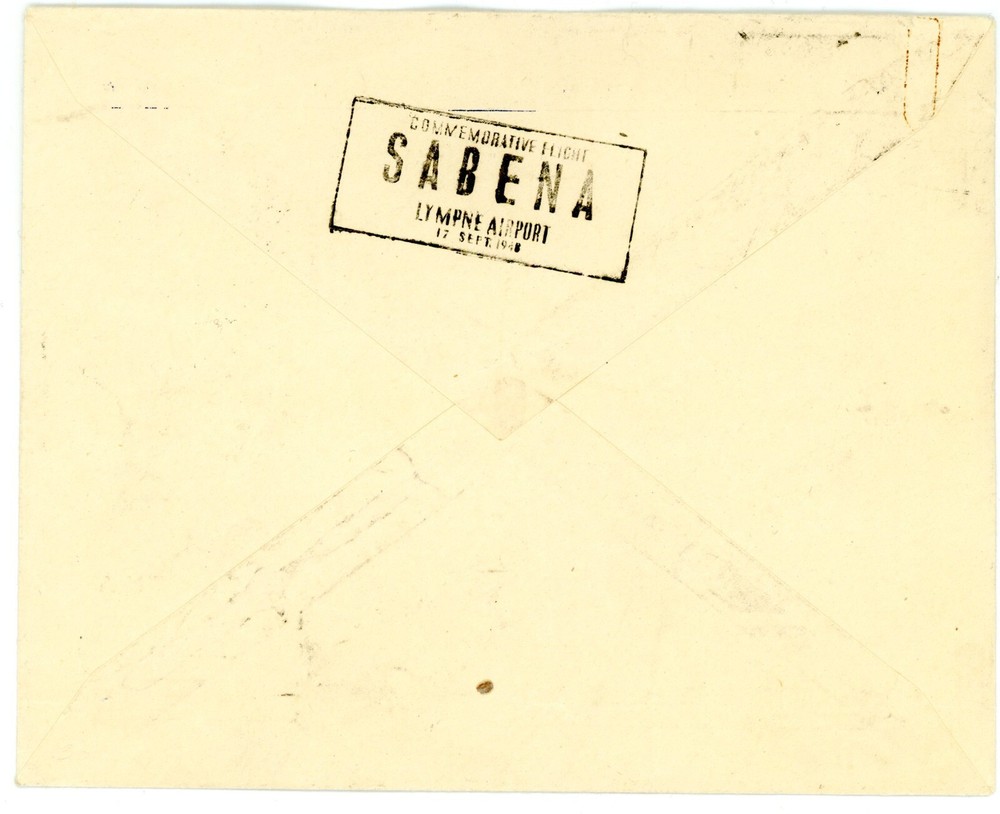 1948 SABENA COMEMORATIVE FLIGHT (1923) WITH BELGIUM C8 & A. Van Cotthem LABEL
