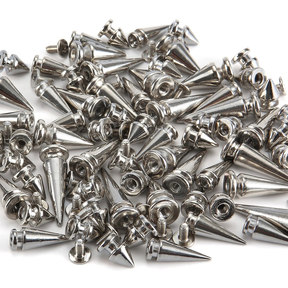70 Sets Silver Mixed Shape Spikes and Studs Screw Back Bullet Tree Rivet Kit